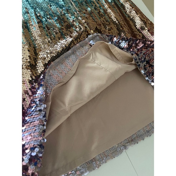 Aidan Mattox Sequin Party Long Sleeve Dress Size 4 Ombre Rose Gold Mini NWT‎ - Picture 10 of 12